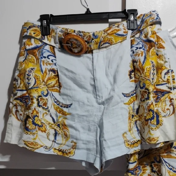 SALE! Joie Floral Print Linen Top & Matching Belted Shorts Set XL (XX-53) - Picture 6 of 10